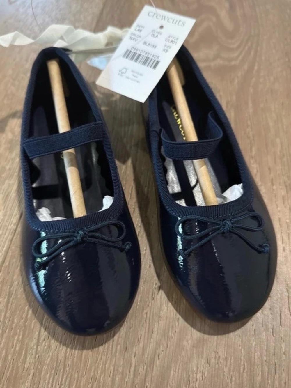 Crewcuts Navy Patent Mary Jane Flats with Bow